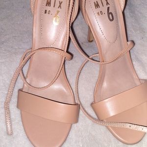 Nude open toe heels